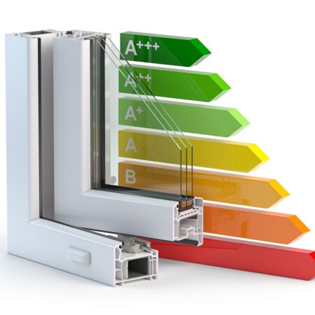 Weißer Eckmuster von Kunststoff Fenster mit 3-Fach Verglasung mit Energieeffizienzklassen